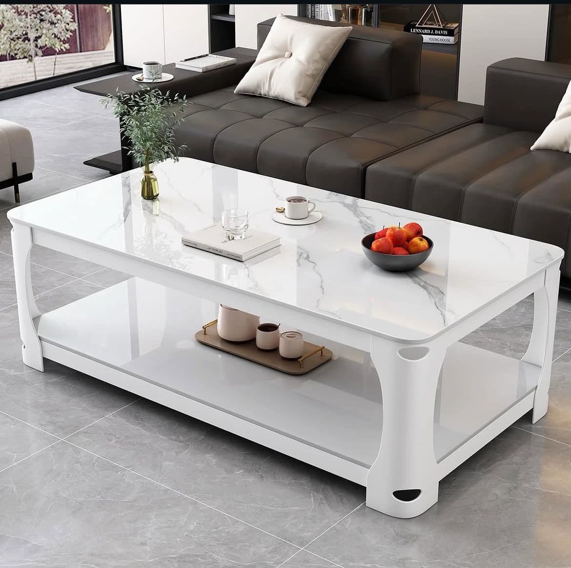 Mesa de Centro Moderna con Estante Inferior