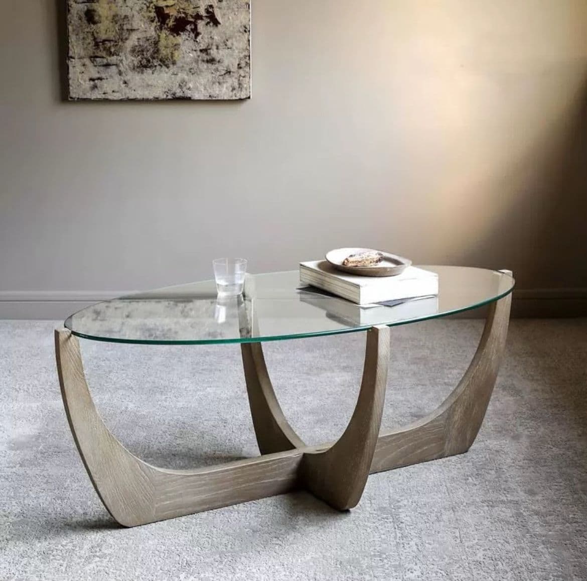 Mesa de Centro Ovalada de Cristal