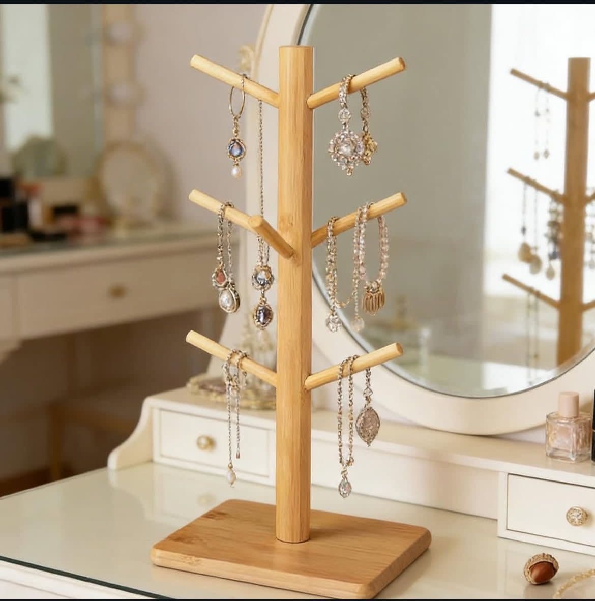 Organizador de Joyas Tipo Árbol en Bambú Natural