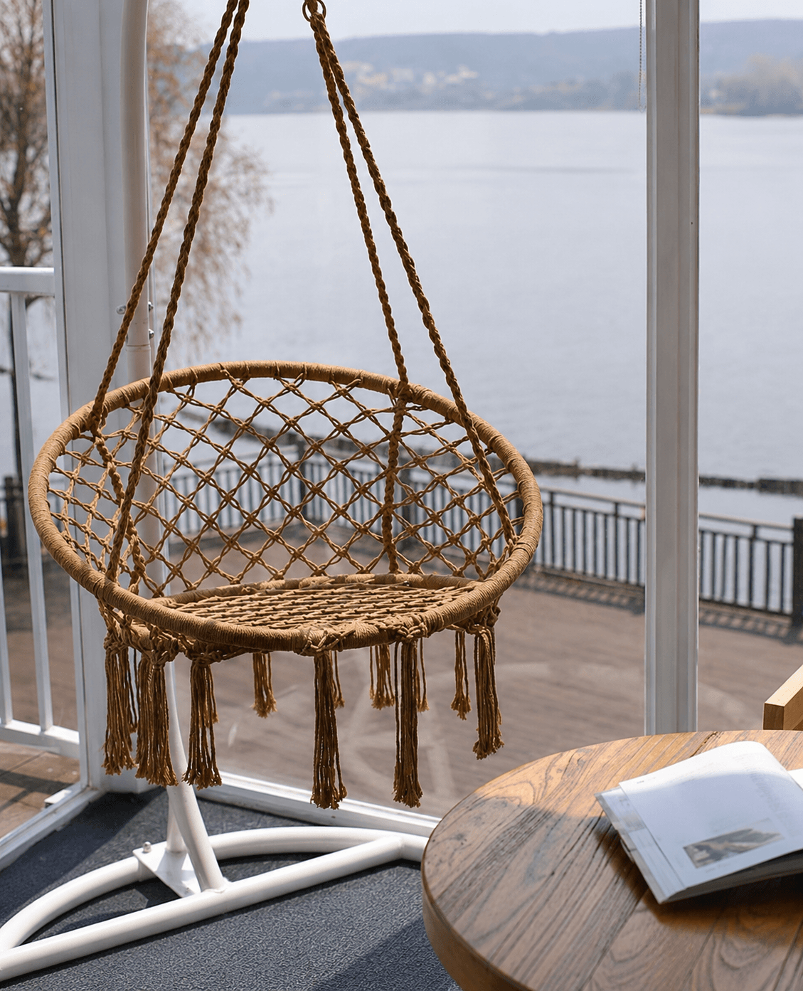 Silla Colgante Columpio de Macramé para Interior y Exterior
