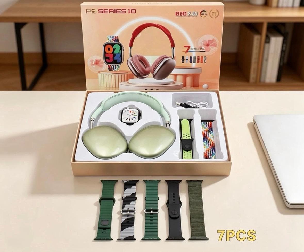#2M-Kit PS Series 10 – Smartwatch + Audífonos Bluetooth (7 Piezas