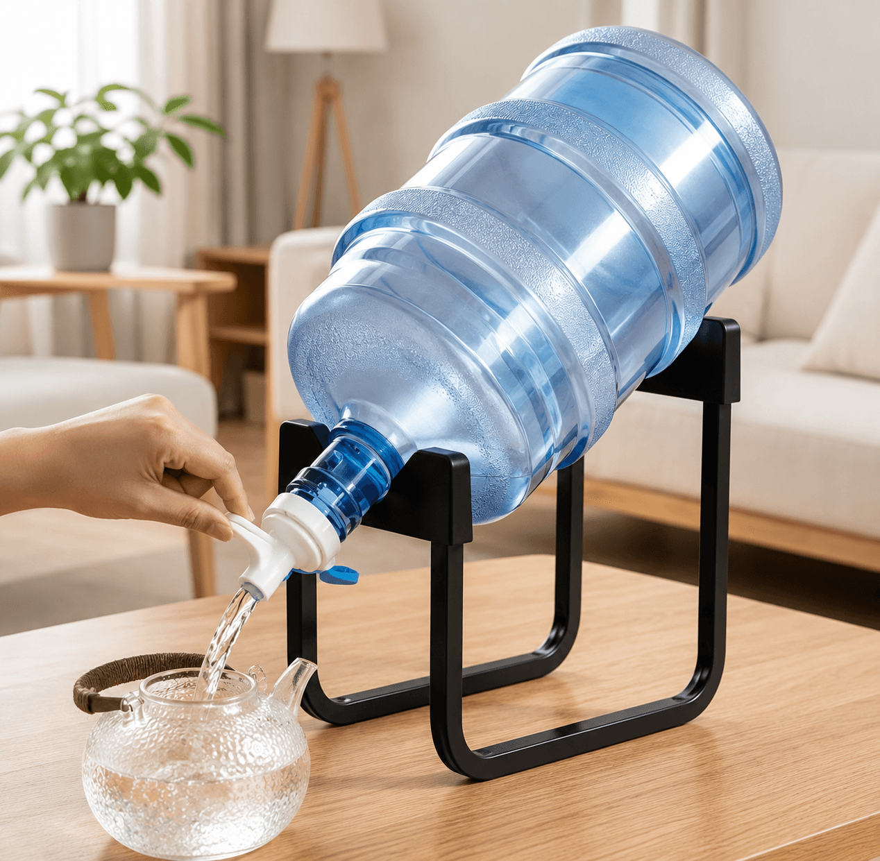 #2M-Soporte Metálico para Botellón de Agua con Llave Dispensadora – Incluye Tapa Dosificadora