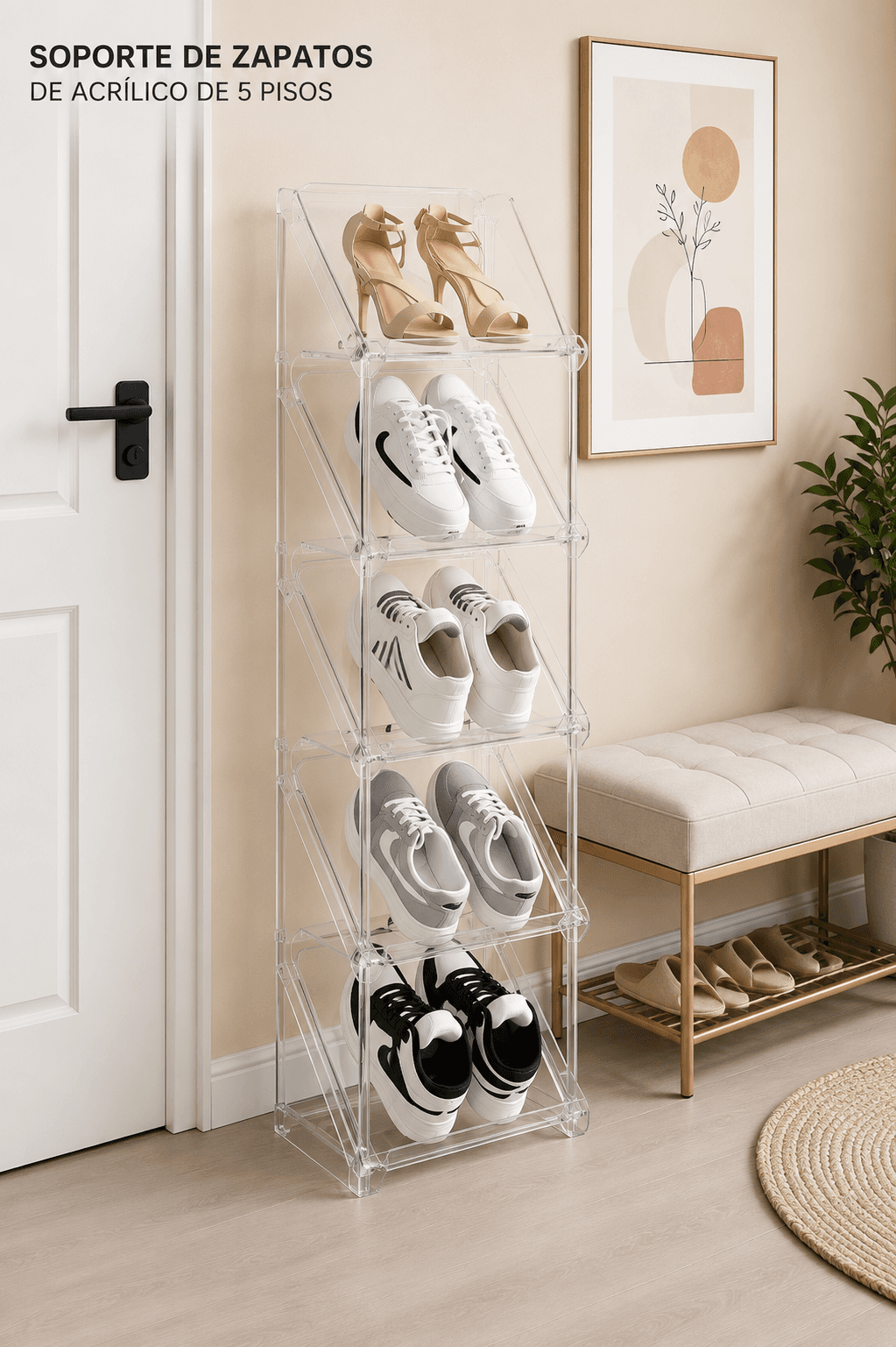 #2M-Zapatera Organizadora Vertical de 5 Niveles – Ahorra Espacio con Estilo