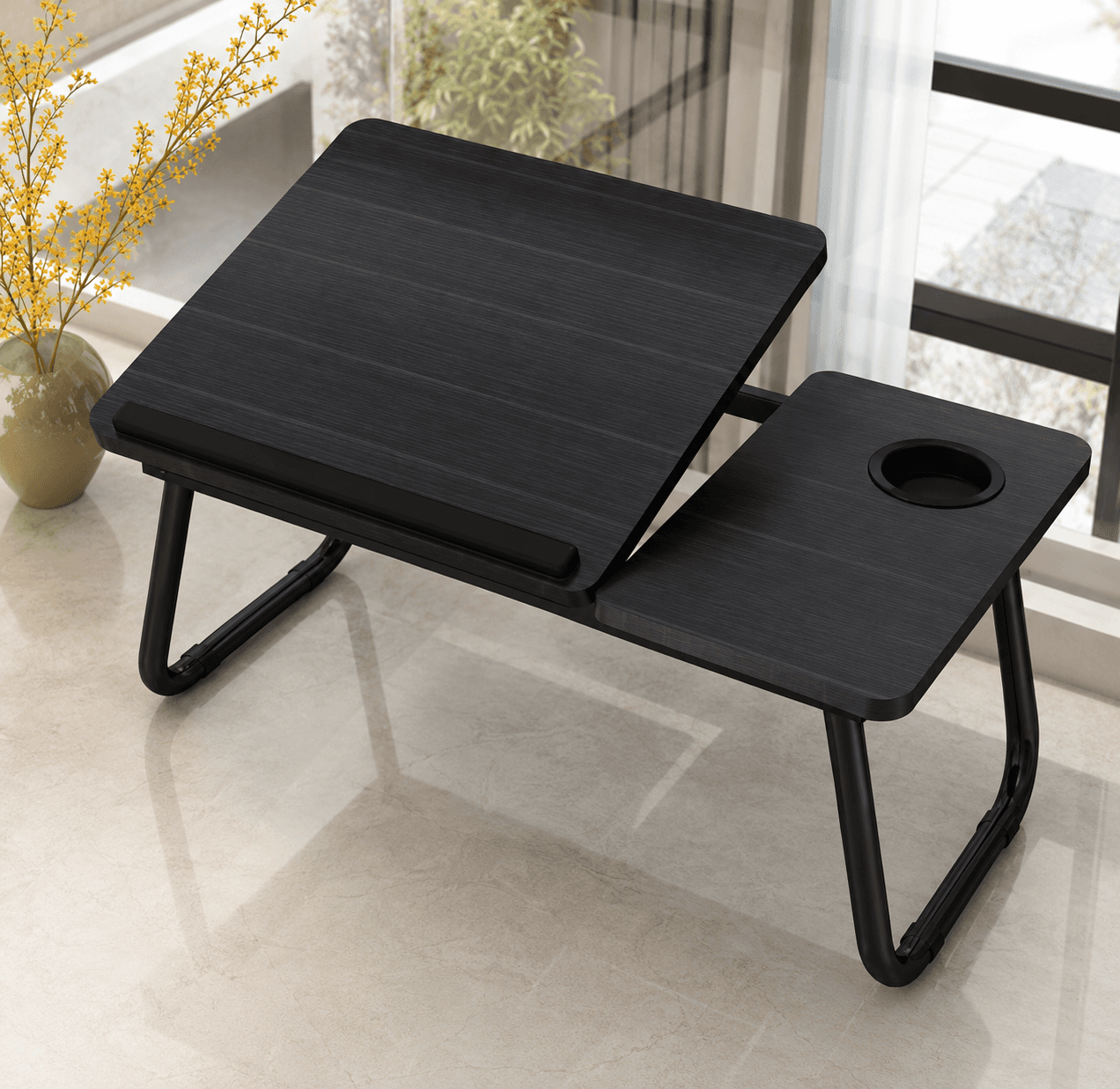 Mesa Plegable Multifuncional Ajustable para Laptop con Portavasos –