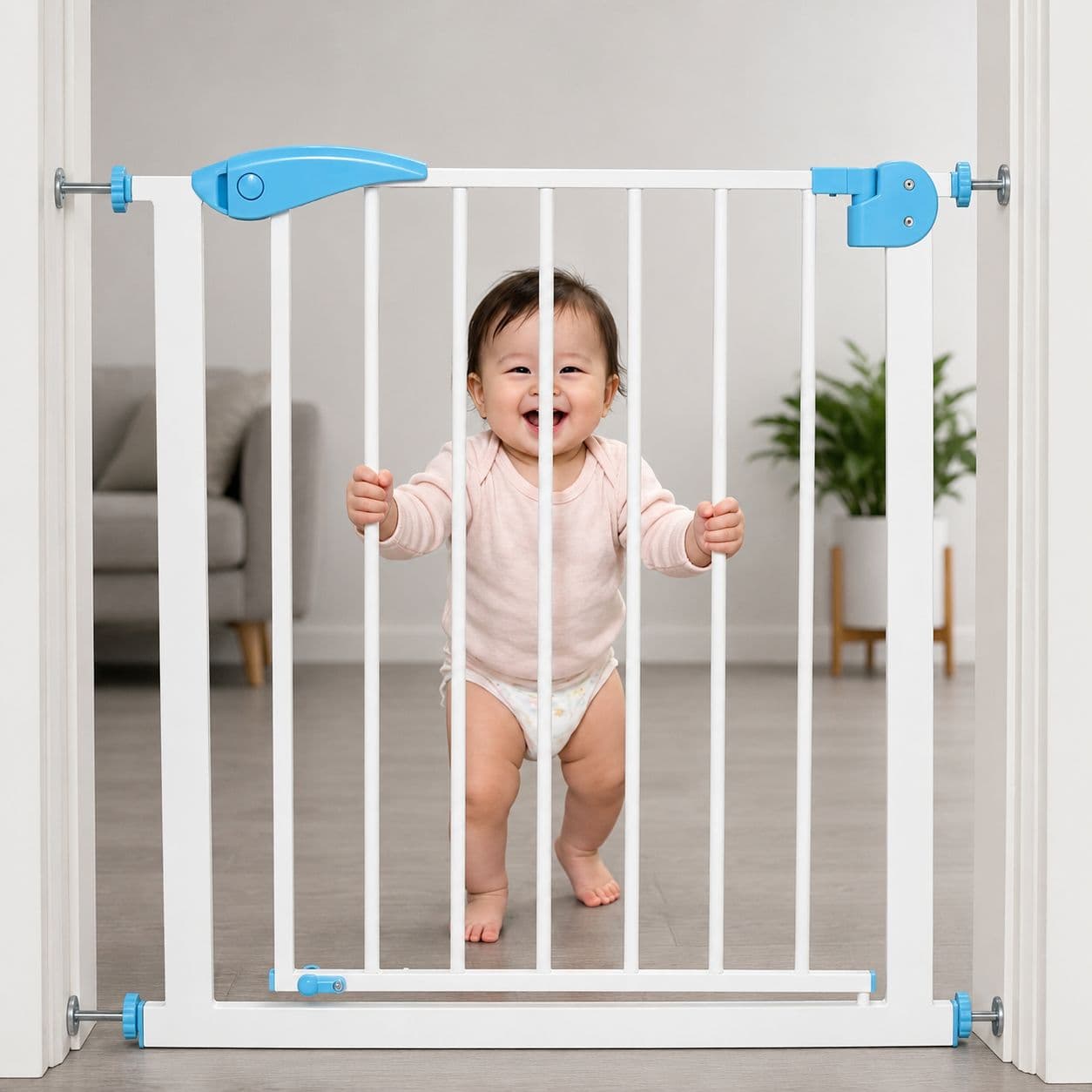 PUERTA DE SEGURIDAD PARA BEBES Y MASCOTAS ALTURA 76CM ANCHO AJUSTABLE 75 A 82 CM